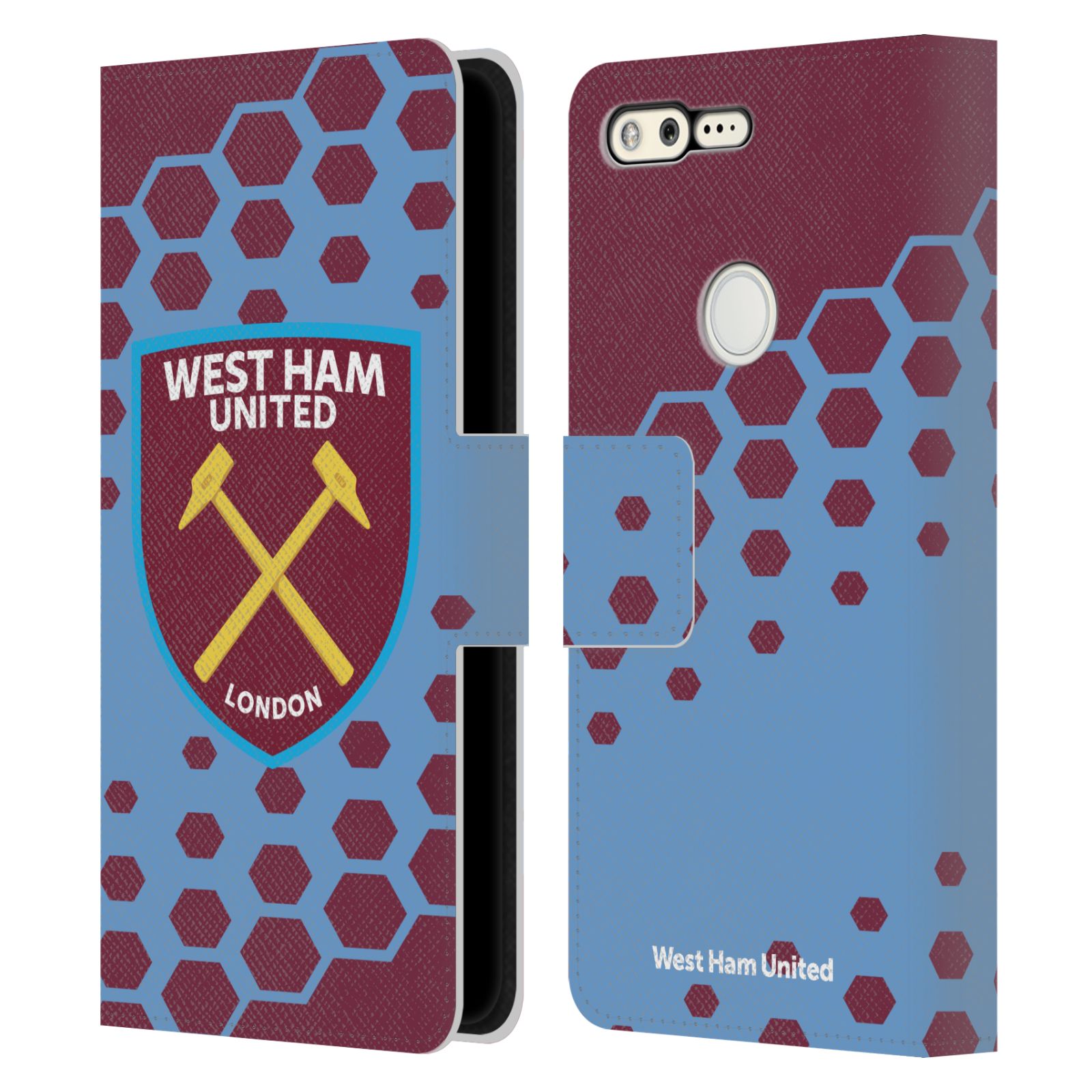 OFFICIAL WEST HAM UNITED FC CREST GRAPHICS LEATHER BOOK CASE FOR GOOGLE PHONES - Picture 11 of 15