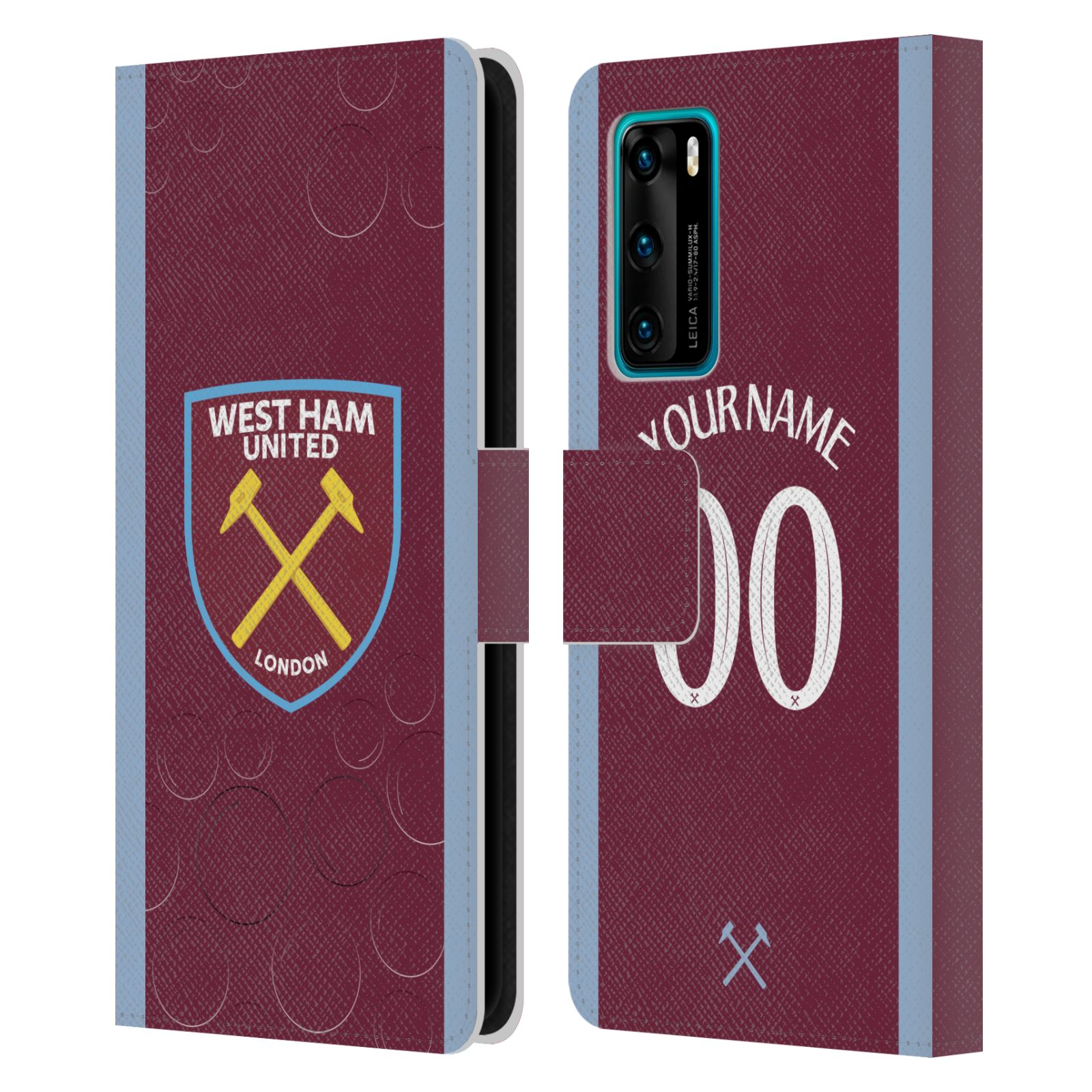 PERSONALISED WEST HAM UNITED FC 2023/24 KIT LEATHER BOOK CASE FOR HUAWEI PHONES - 第 8/8 張圖片