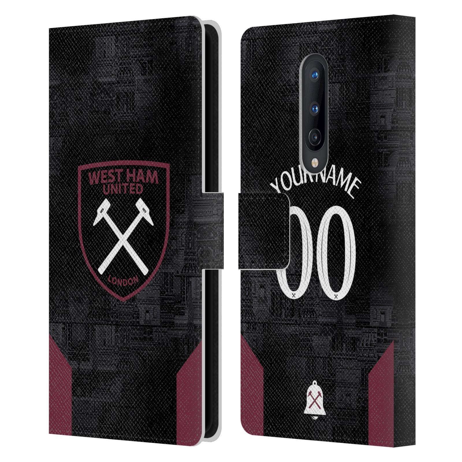 PERSONALISED WEST HAM UNITED FC 2024/25 KIT LEATHER BOOK CASE FOR ONEPLUS PHONES - Picture 7 of 9