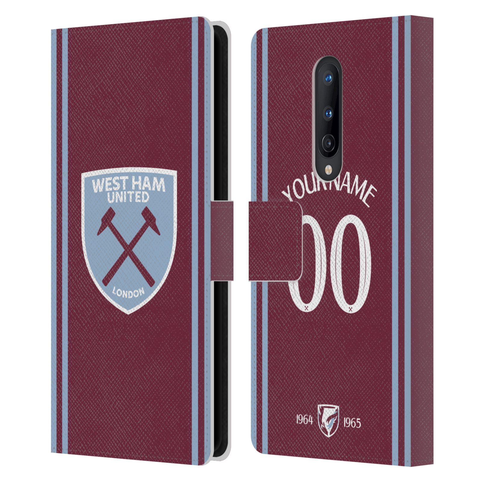 PERSONALISED WEST HAM UNITED FC 2024/25 KIT LEATHER BOOK CASE FOR ONEPLUS PHONES - Picture 8 of 9