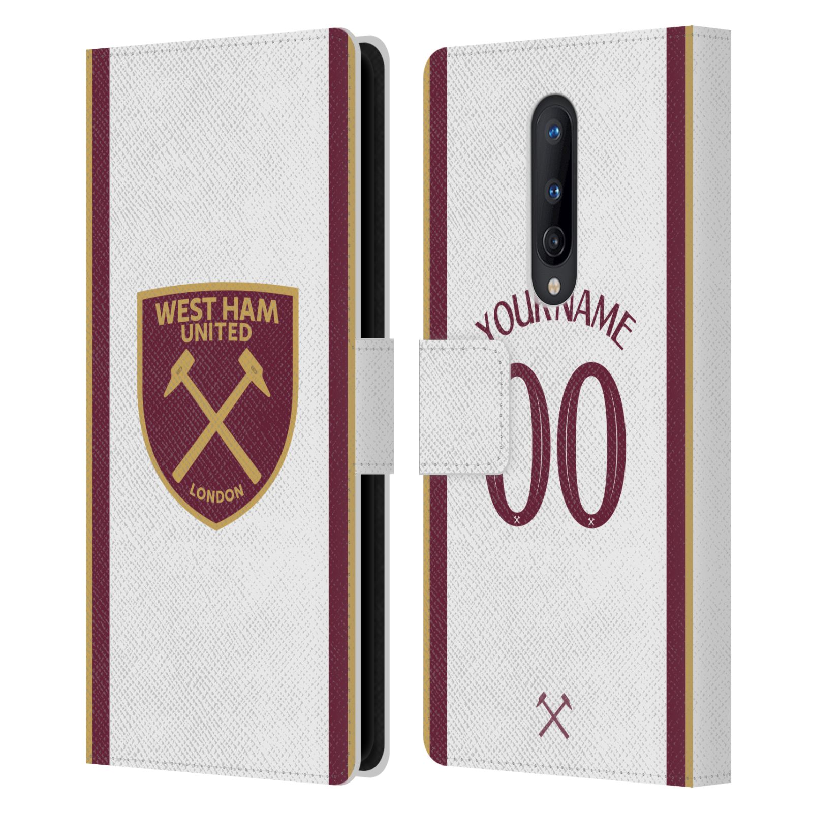 PERSONALISED WEST HAM UNITED FC 2024/25 KIT LEATHER BOOK CASE FOR ONEPLUS PHONES - Picture 9 of 9