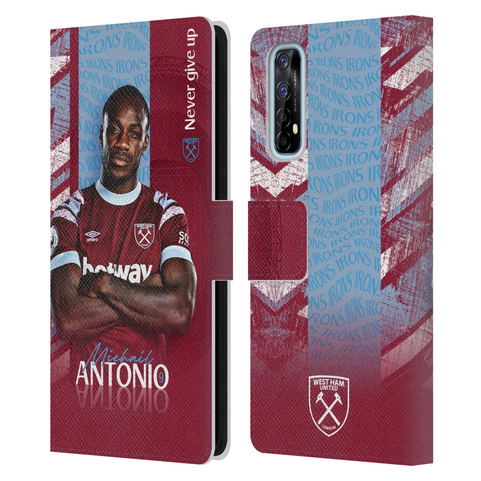 WEST HAM UNITED FC 2022/23 FIRST TEAM LEATHER BOOK WALLET CASE FOR REALME PHONES - Picture 10 of 12