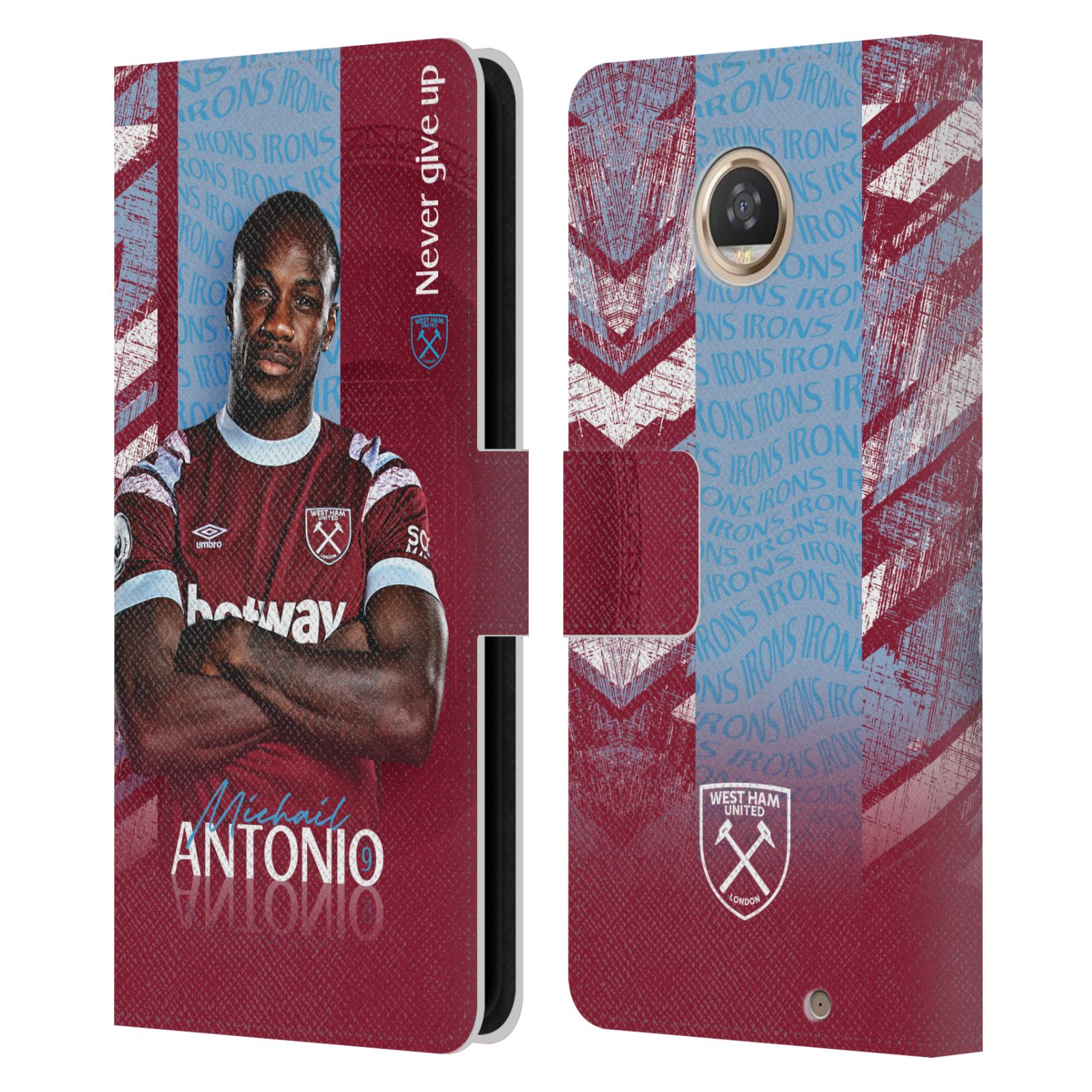 WEST HAM UNITED FC 2022/23 FIRST TEAM LEATHER BOOK CASE FOR MOTOROLA PHONES - Picture 10 of 12