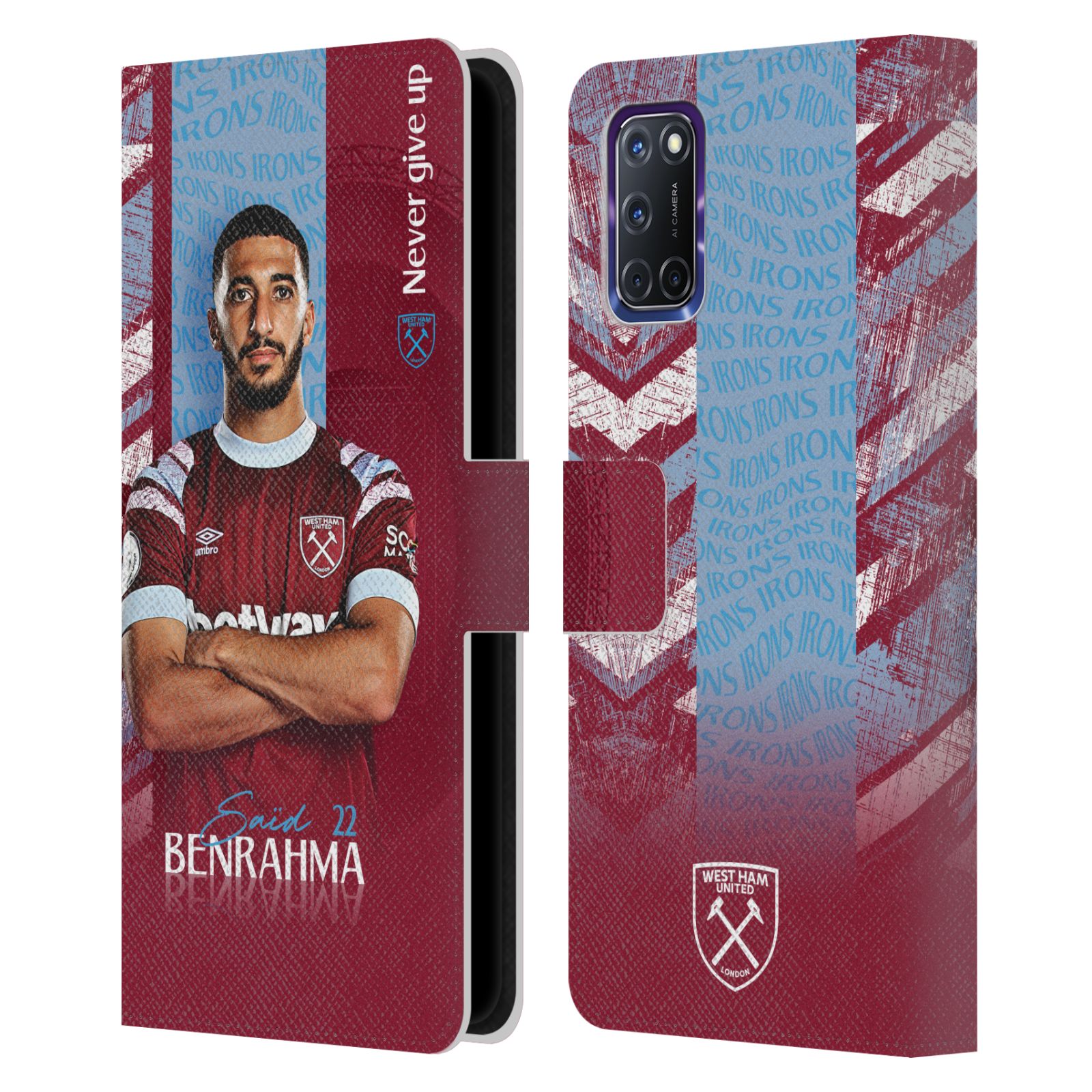 OFFICIAL WEST HAM UNITED FC 2022/23 FIRST TEAM LEATHER BOOK CASE FOR OPPO PHONES - Picture 11 of 12