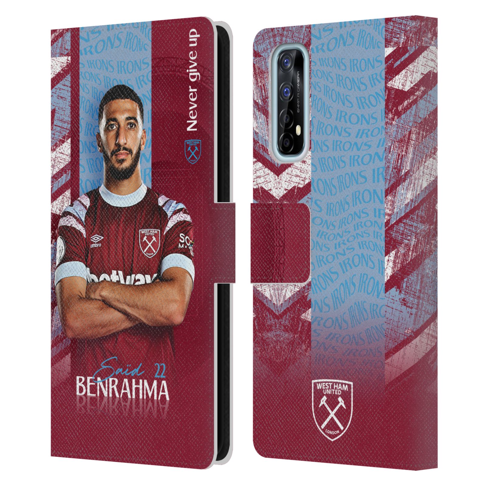 WEST HAM UNITED FC 2022/23 FIRST TEAM LEATHER BOOK WALLET CASE FOR REALME PHONES - Picture 11 of 12