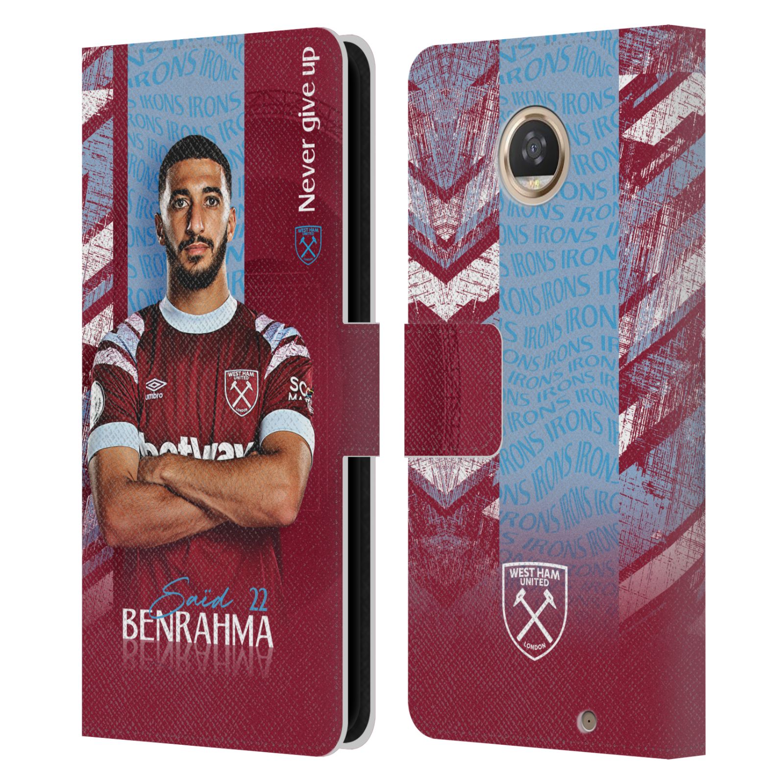 WEST HAM UNITED FC 2022/23 FIRST TEAM LEATHER BOOK CASE FOR MOTOROLA PHONES - Picture 11 of 12