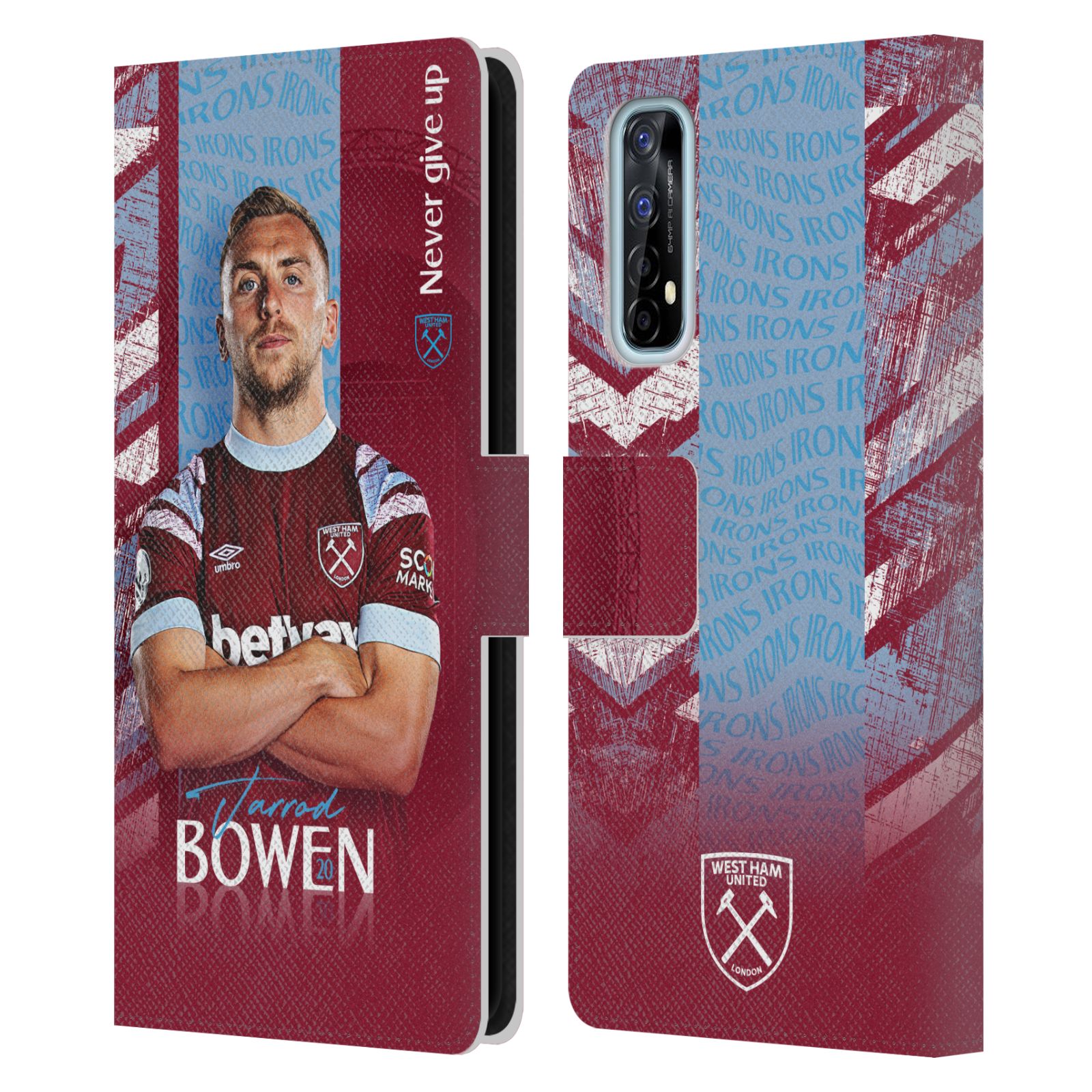 WEST HAM UNITED FC 2022/23 FIRST TEAM LEATHER BOOK WALLET CASE FOR REALME PHONES - Picture 9 of 12