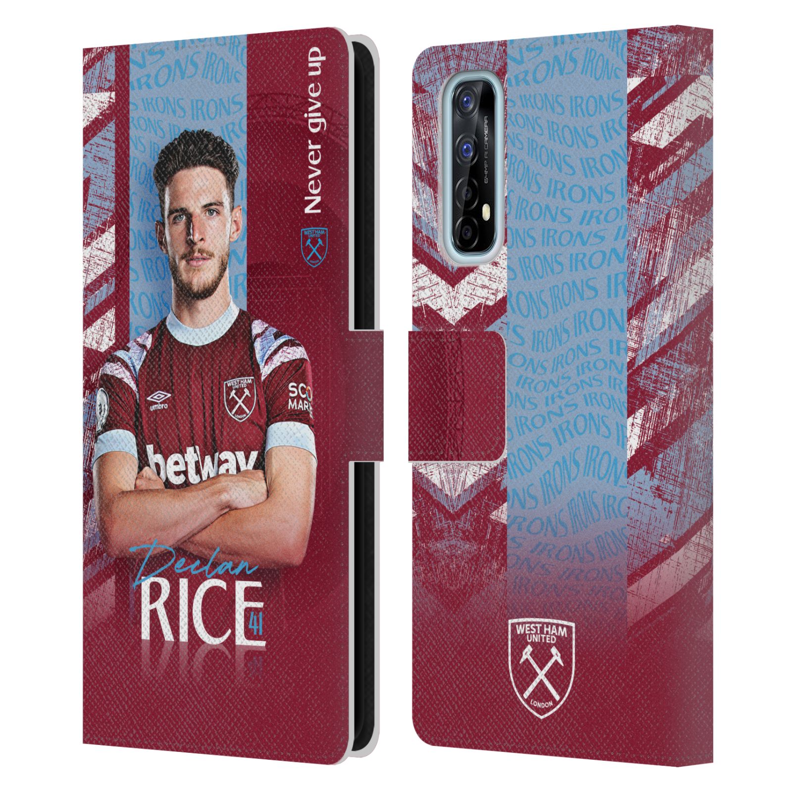 WEST HAM UNITED FC 2022/23 FIRST TEAM LEATHER BOOK WALLET CASE FOR REALME PHONES - Picture 7 of 12