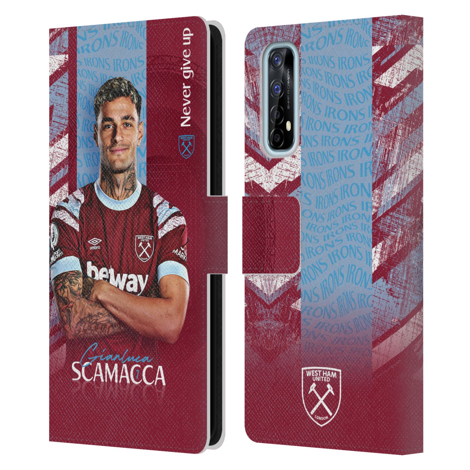 WEST HAM UNITED FC 2022/23 FIRST TEAM LEATHER BOOK WALLET CASE FOR REALME PHONES - Picture 8 of 12