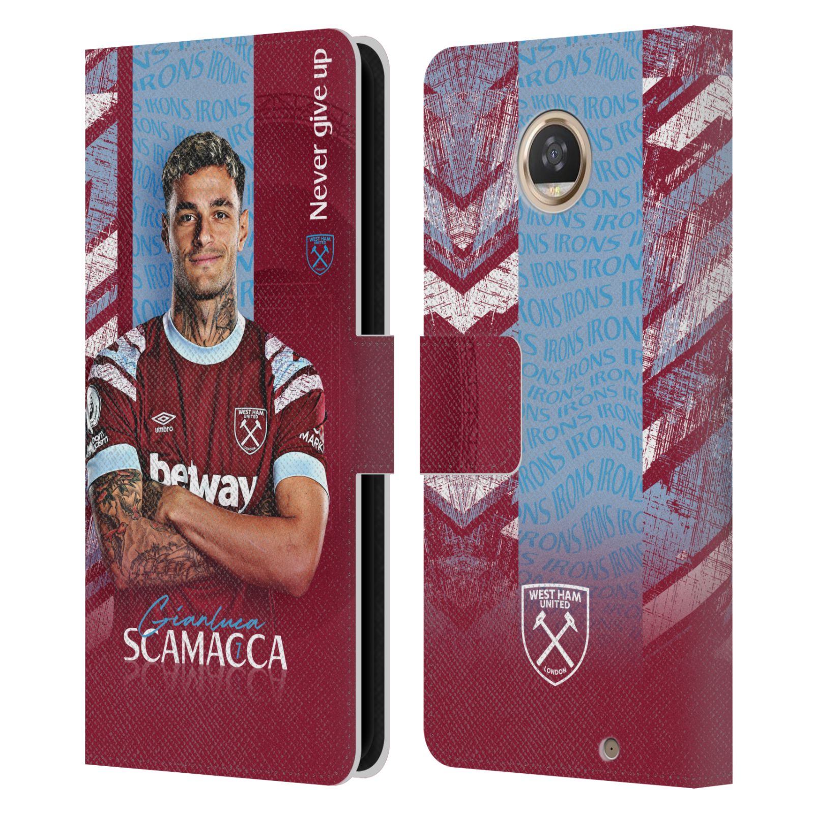 WEST HAM UNITED FC 2022/23 FIRST TEAM LEATHER BOOK CASE FOR MOTOROLA PHONES - Picture 8 of 12