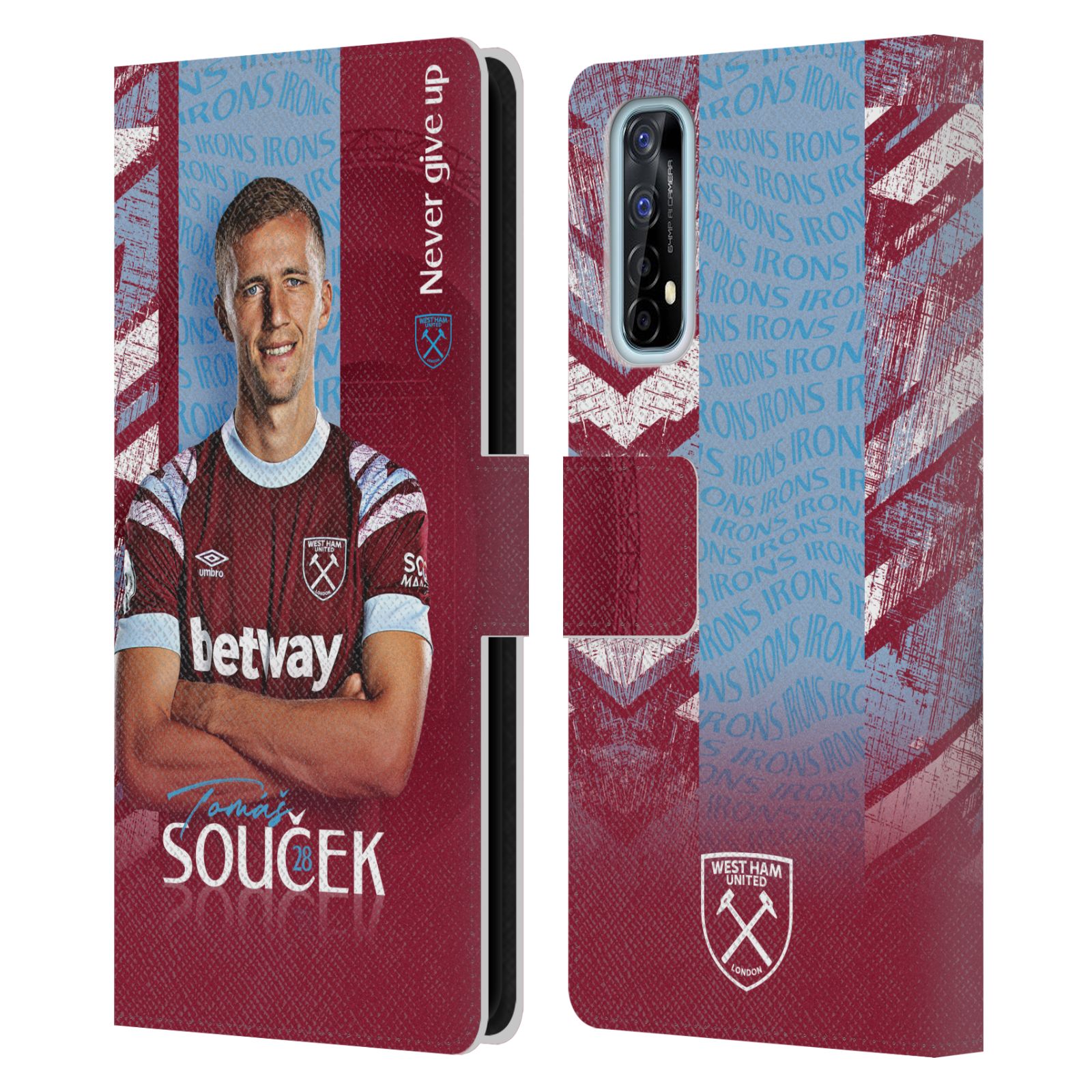 WEST HAM UNITED FC 2022/23 FIRST TEAM LEATHER BOOK WALLET CASE FOR REALME PHONES - Picture 12 of 12