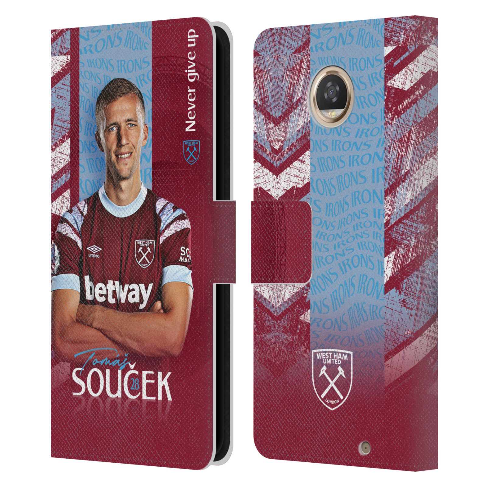 WEST HAM UNITED FC 2022/23 FIRST TEAM LEATHER BOOK CASE FOR MOTOROLA PHONES - Picture 12 of 12