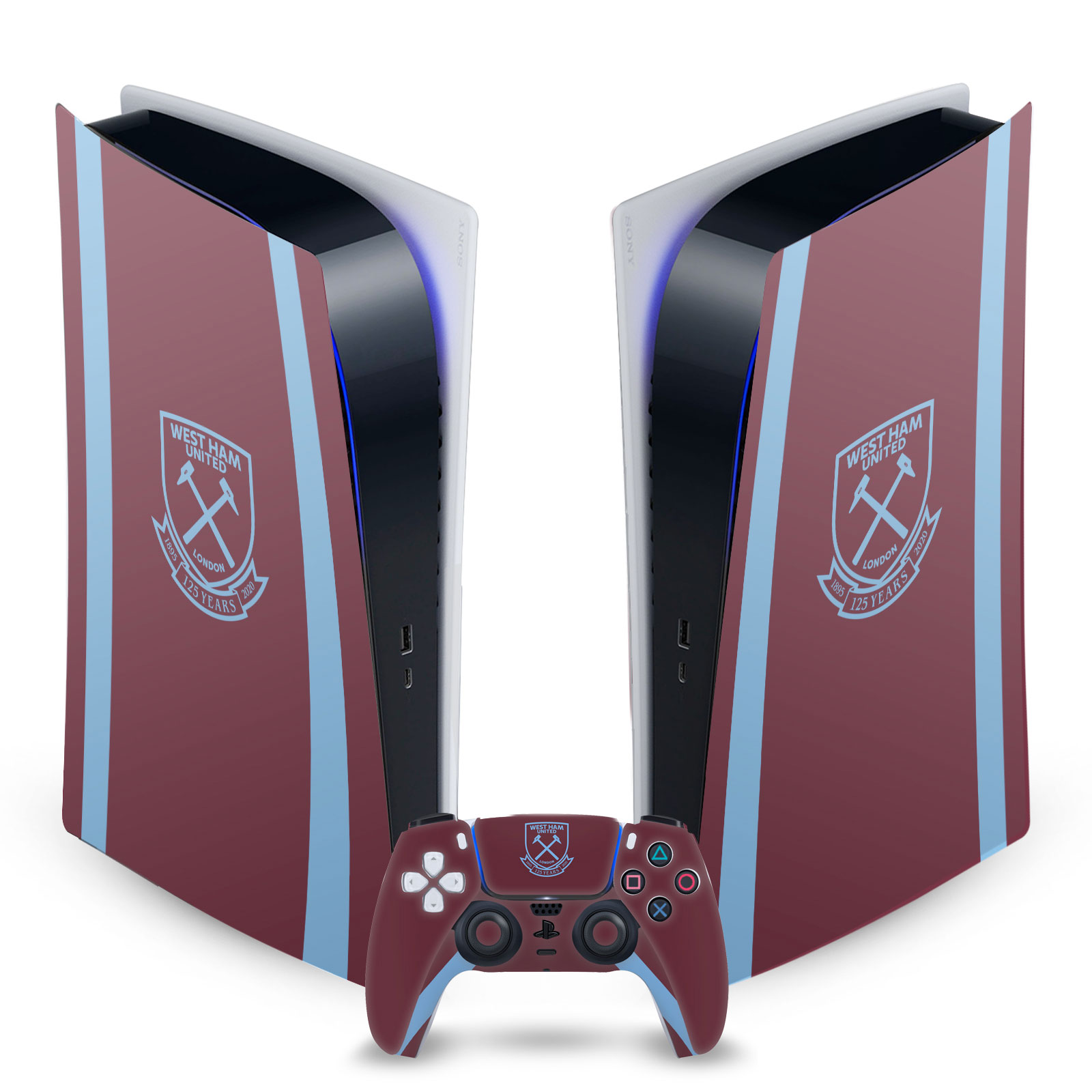 WEST HAM UNITED FC 2020/21 HOME KIT SKIN DECAL SONY PS5 DIGITAL EDITION BUNDLE