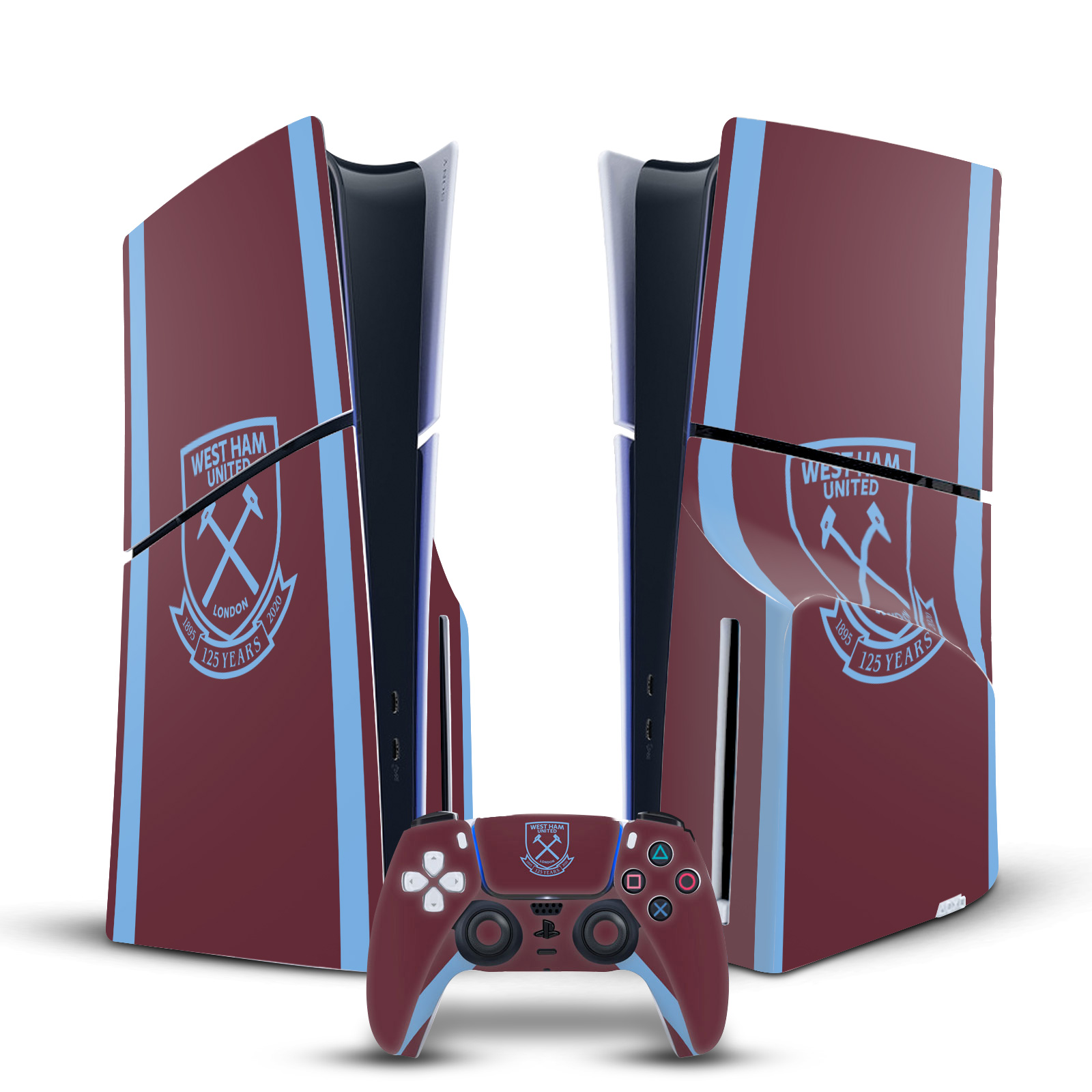 WEST HAM UNITED FC 2020/21 HOME KIT VINYL SKIN FOR PS5 SLIM DISC EDITION BUNDLE