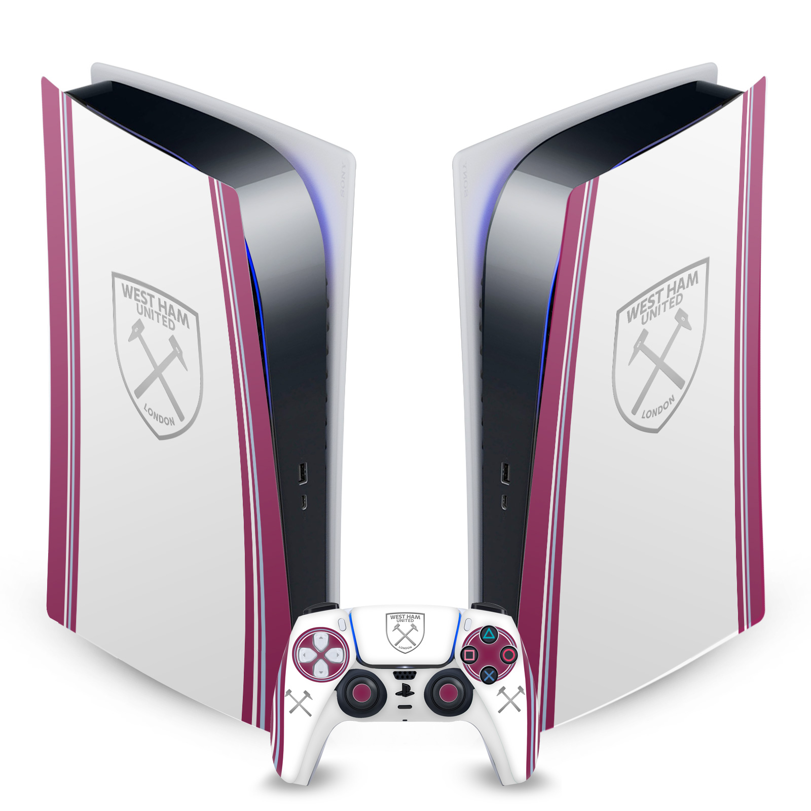 WEST HAM UNITED FC 2023/24 CREST KIT VINYL SKIN SONY PS5 DIGITAL EDITION BUNDLE