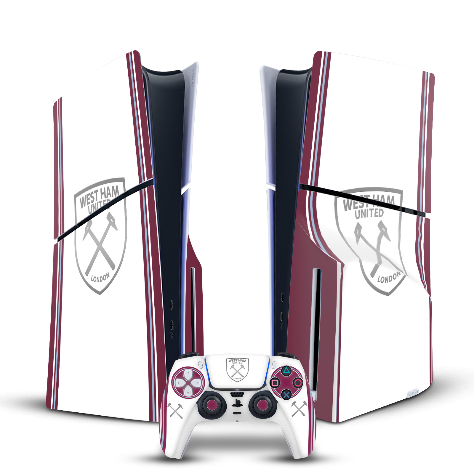 WEST HAM UNITED FC 2023/24 CREST KIT VINYL SKIN FOR PS5 SLIM DISC EDITION BUNDLE