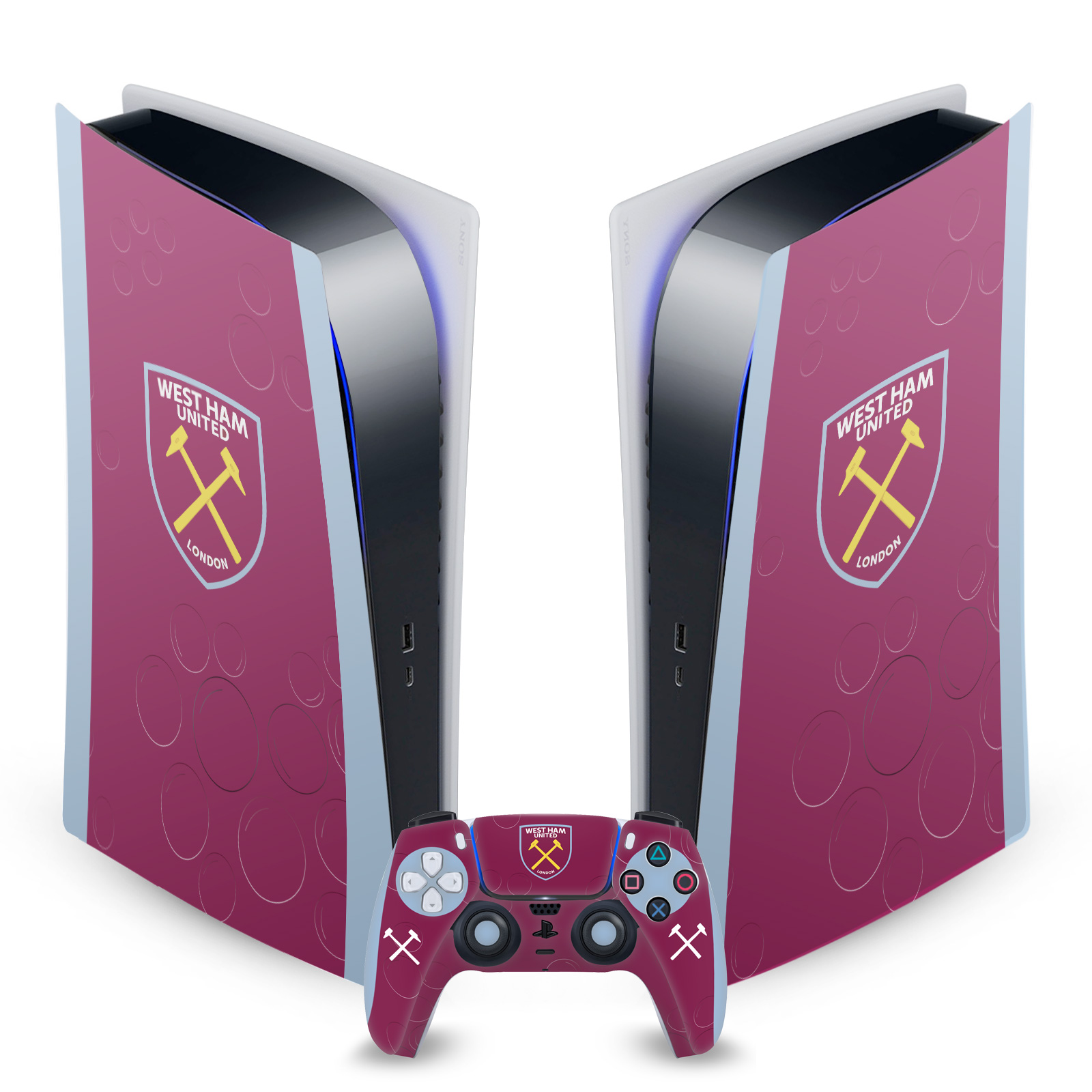 WEST HAM UNITED FC 2023/24 CREST KIT VINYL SKIN SONY PS5 DIGITAL EDITION BUNDLE