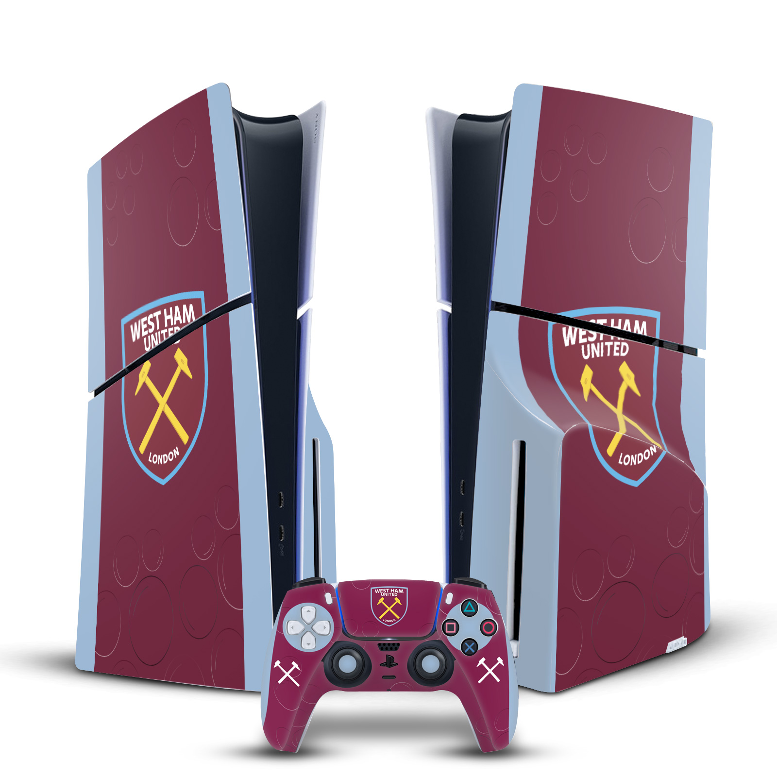 WEST HAM UNITED FC 2023/24 CREST KIT VINYL SKIN FOR PS5 SLIM DISC EDITION BUNDLE