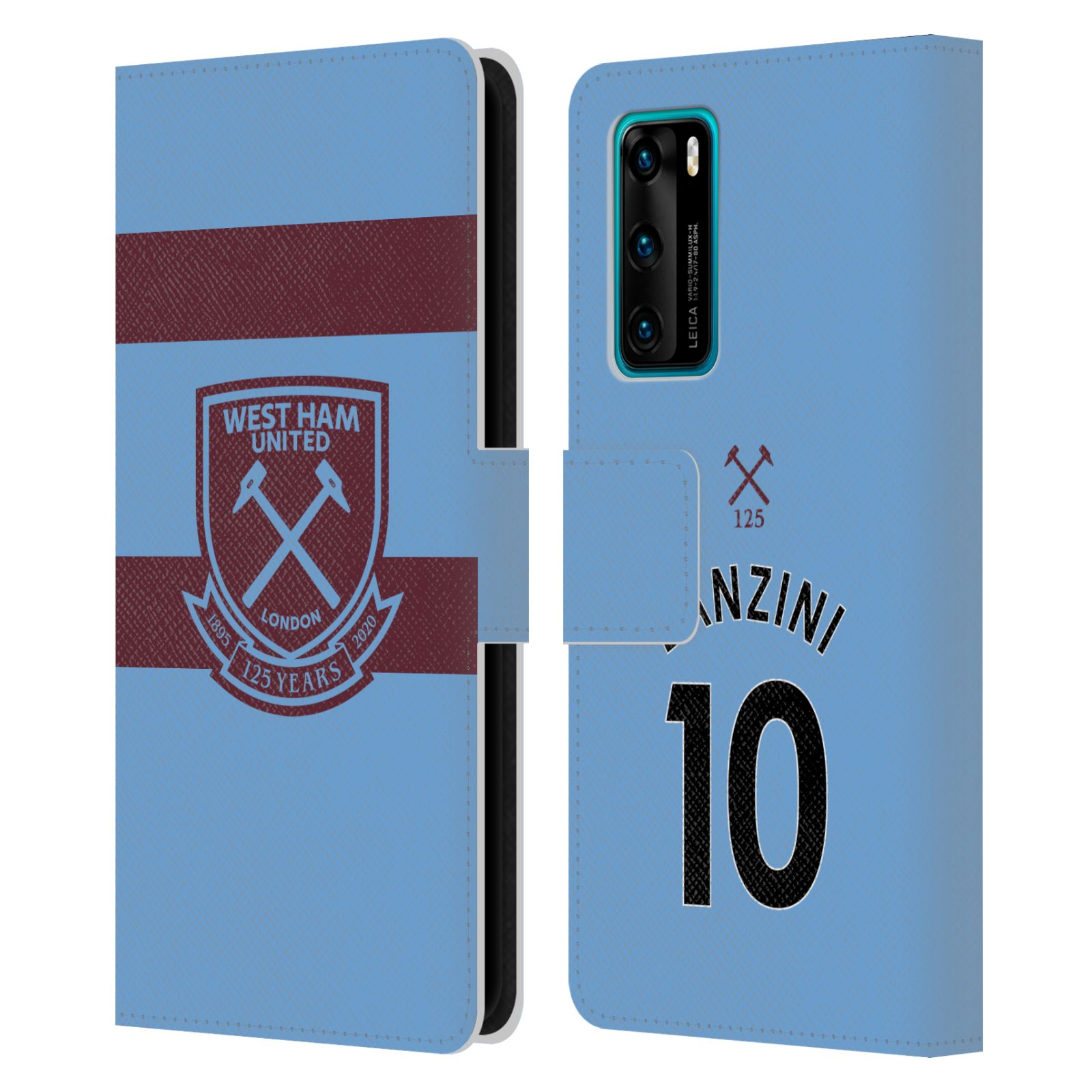 WEST HAM UNITED FC 2020/21 PLAYERS AWAY KIT LEATHER BOOK CASE FOR HUAWEI PHONE 4 - Picture 7 of 7