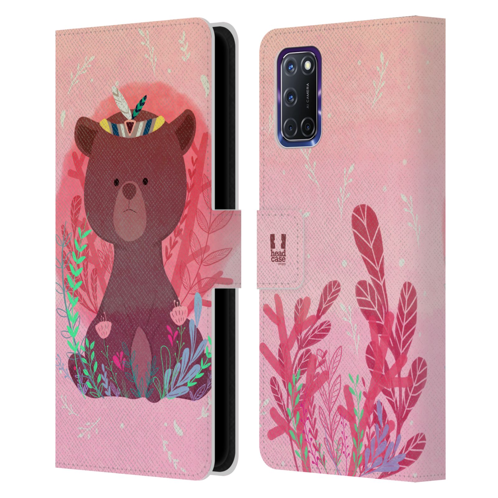 HEAD CASE DESIGNS WOODLAND ANIMALS LEATHER BOOK CASE & WALLPAPER PARA TELÉFONOS OPPO - Imagen 7 de 10