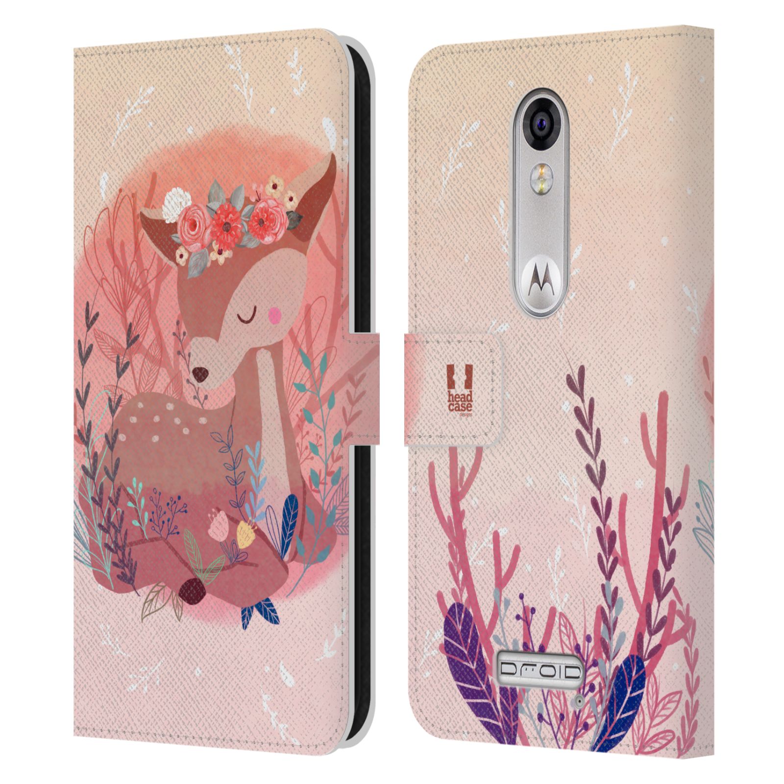 HEAD CASE DESIGNS WOODLAND ANIMALS LEATHER BOOK CASE FOR MOTOROLA PHONES 2 - Picture 8 of 10