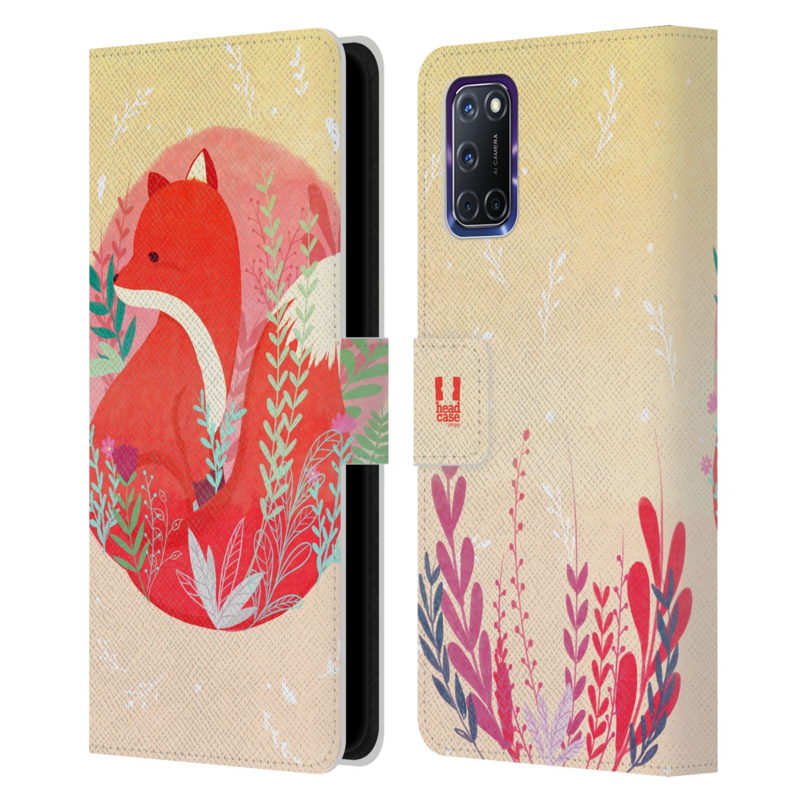 HEAD CASE DESIGNS WOODLAND ANIMALS LEATHER BOOK CASE & WALLPAPER PARA TELÉFONOS OPPO - Imagen 9 de 10