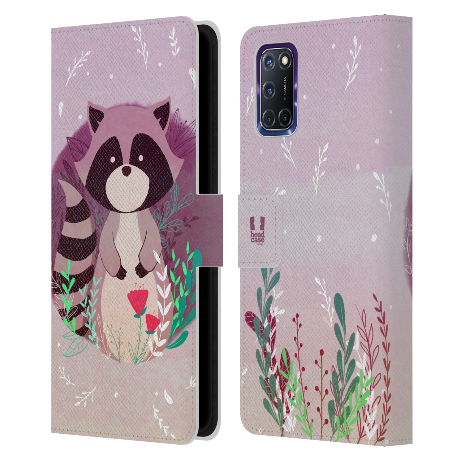 HEAD CASE DESIGNS WOODLAND ANIMALS LEATHER BOOK CASE & WALLPAPER PARA TELÉFONOS OPPO - Imagen 10 de 10