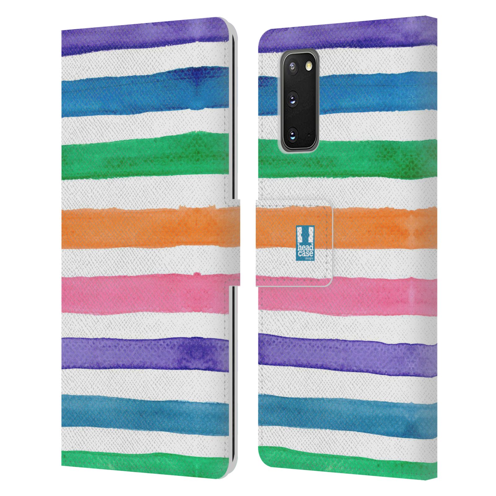 HEAD CASE DESIGNS AQUARELSTREPEN LEDEREN BOOK COVER VOOR SAMSUNG TELEFOONS 1 - Afbeelding 8 van 11
