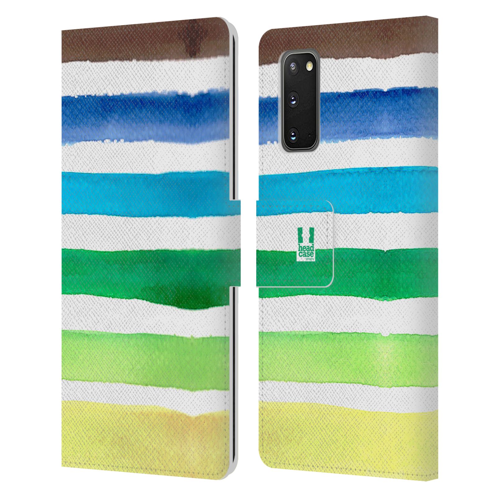 HEAD CASE DESIGNS AQUARELSTREPEN LEDEREN BOOK COVER VOOR SAMSUNG TELEFOONS 1 - Afbeelding 7 van 11