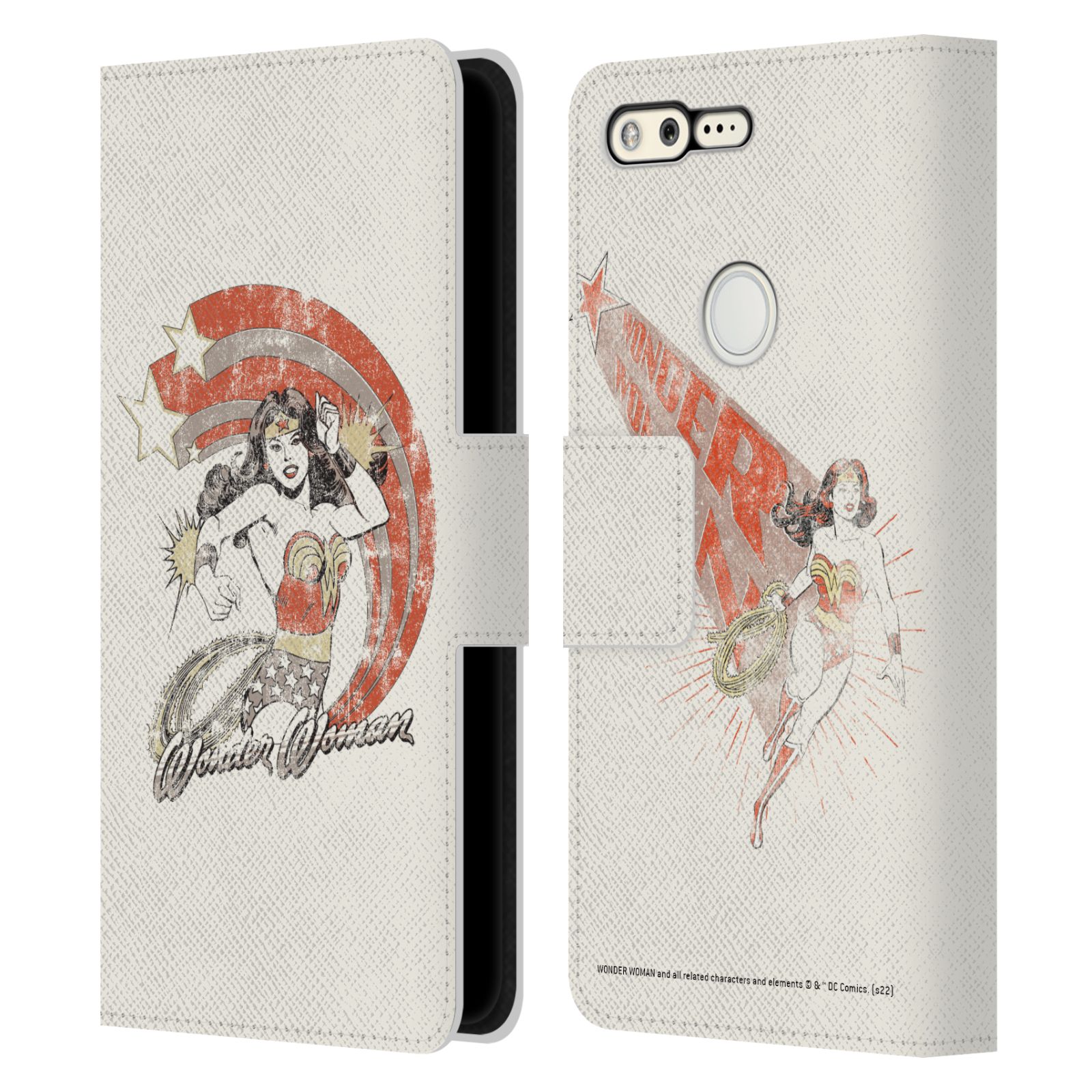 OFFICIAL WONDER WOMAN DC COMICS VINTAGE ART LEATHER BOOK CASE FOR GOOGLE PHONES - Picture 8 of 11