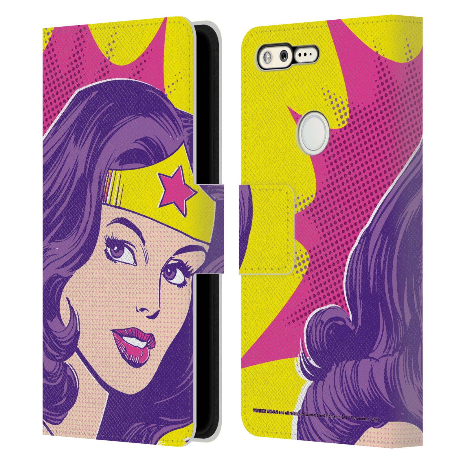 OFFICIAL WONDER WOMAN DC COMICS VINTAGE ART LEATHER BOOK CASE FOR GOOGLE PHONES - Picture 9 of 11