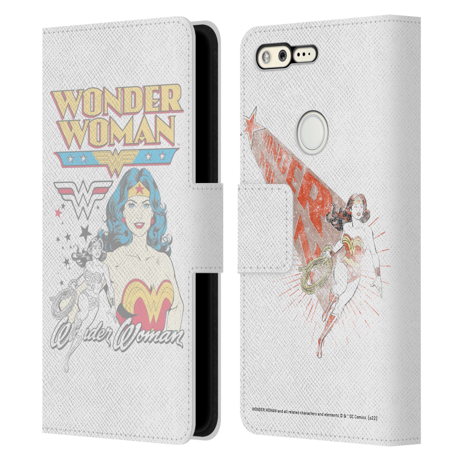 OFFICIAL WONDER WOMAN DC COMICS VINTAGE ART LEATHER BOOK CASE FOR GOOGLE PHONES - Picture 11 of 11