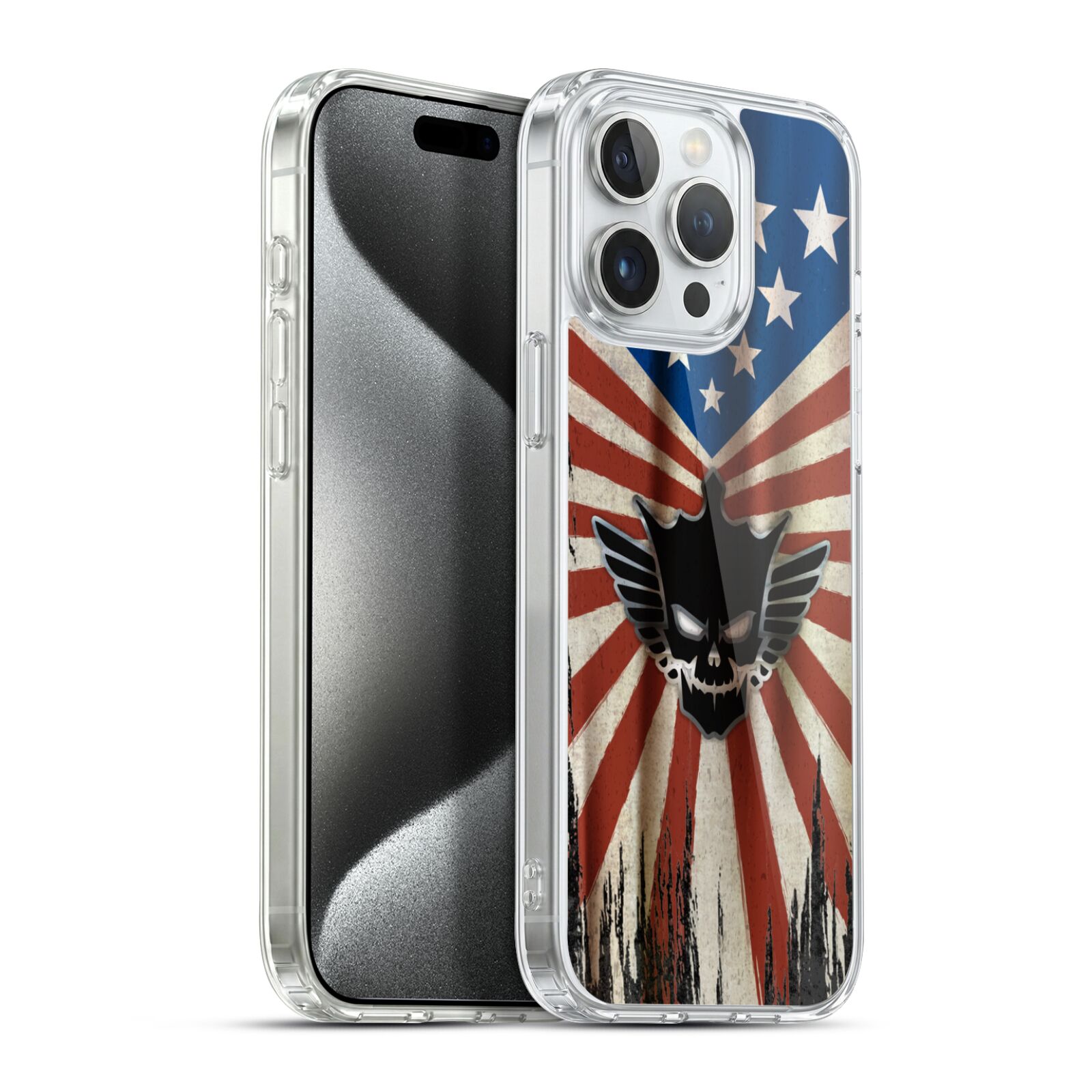 Distressed Flag Hybrid MagSafe Case for iPhone 15 Pro Max
