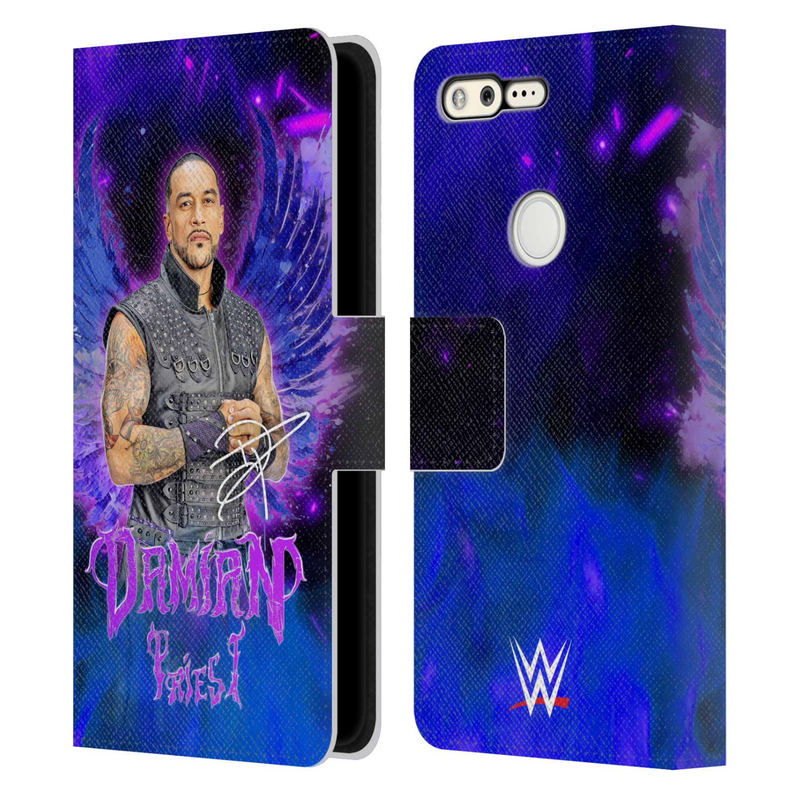 OFFICIAL WWE DAMIAN PRIEST LEATHER BOOK WALLET CASE COVER FOR GOOGLE PHONES - Picture 7 of 8