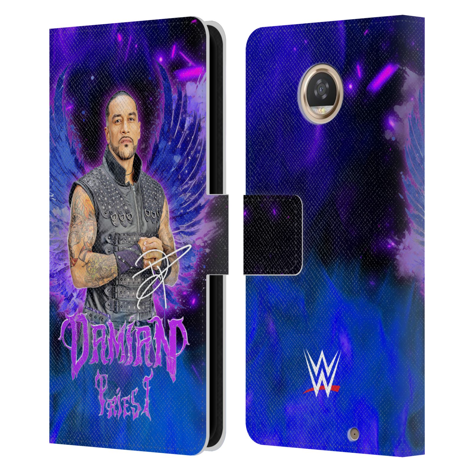 OFFICIAL WWE DAMIAN PRIEST LEATHER BOOK WALLET CASE COVER FOR MOTOROLA PHONES - Picture 7 of 8