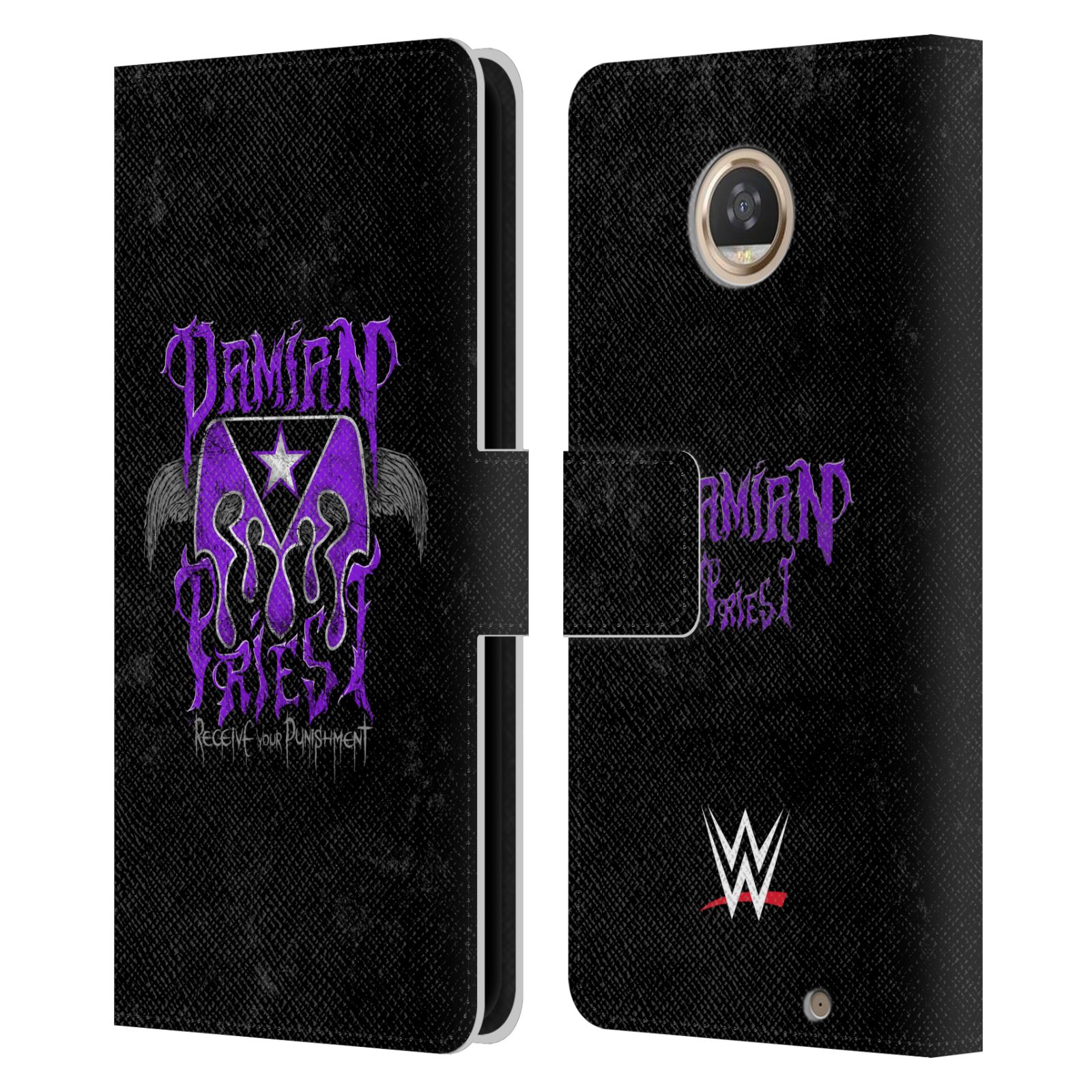 OFFICIAL WWE DAMIAN PRIEST LEATHER BOOK WALLET CASE COVER FOR MOTOROLA PHONES - Picture 8 of 8