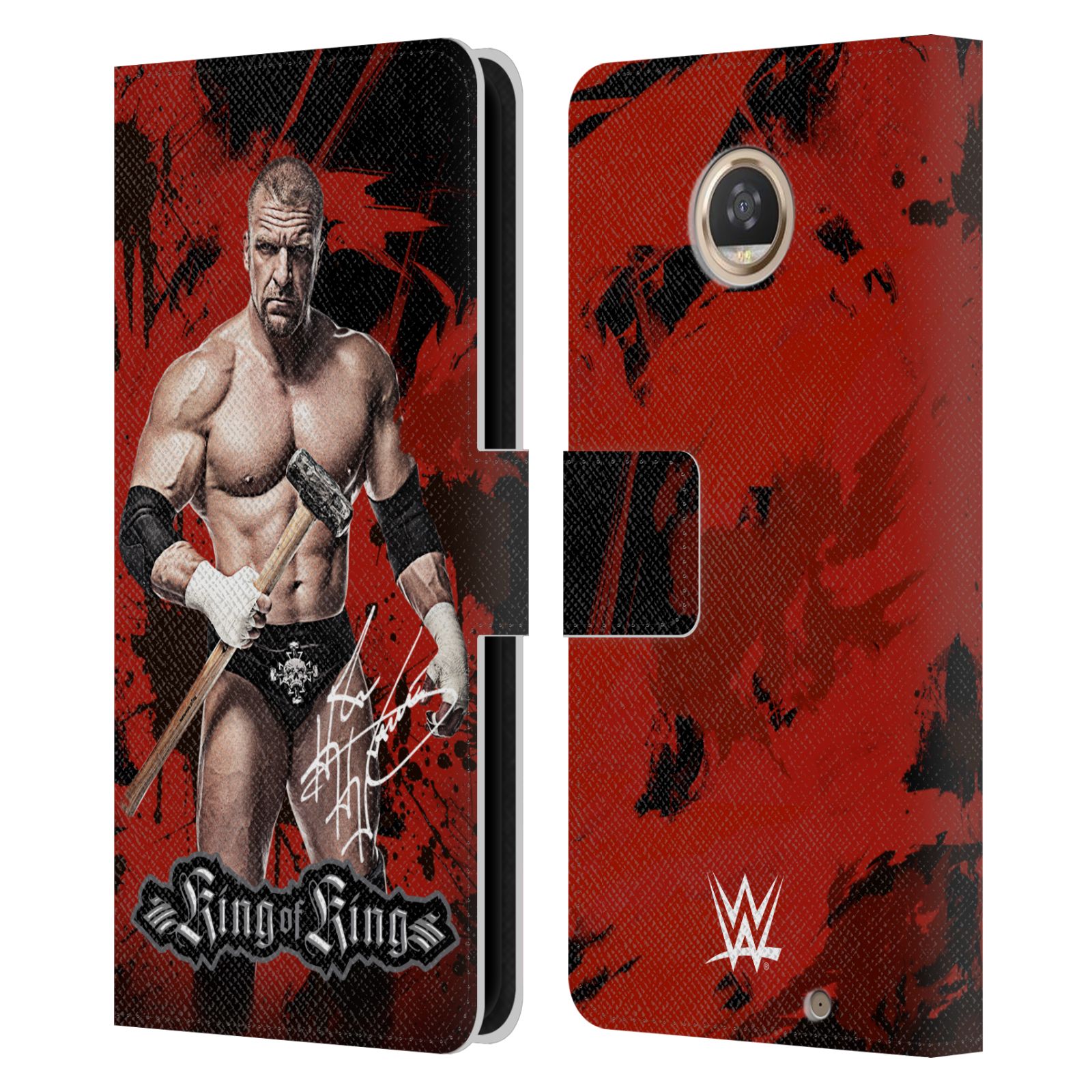 OFFICIAL WWE TRIPLE H LEATHER BOOK WALLET CASE COVER FOR MOTOROLA PHONES - Picture 8 of 9