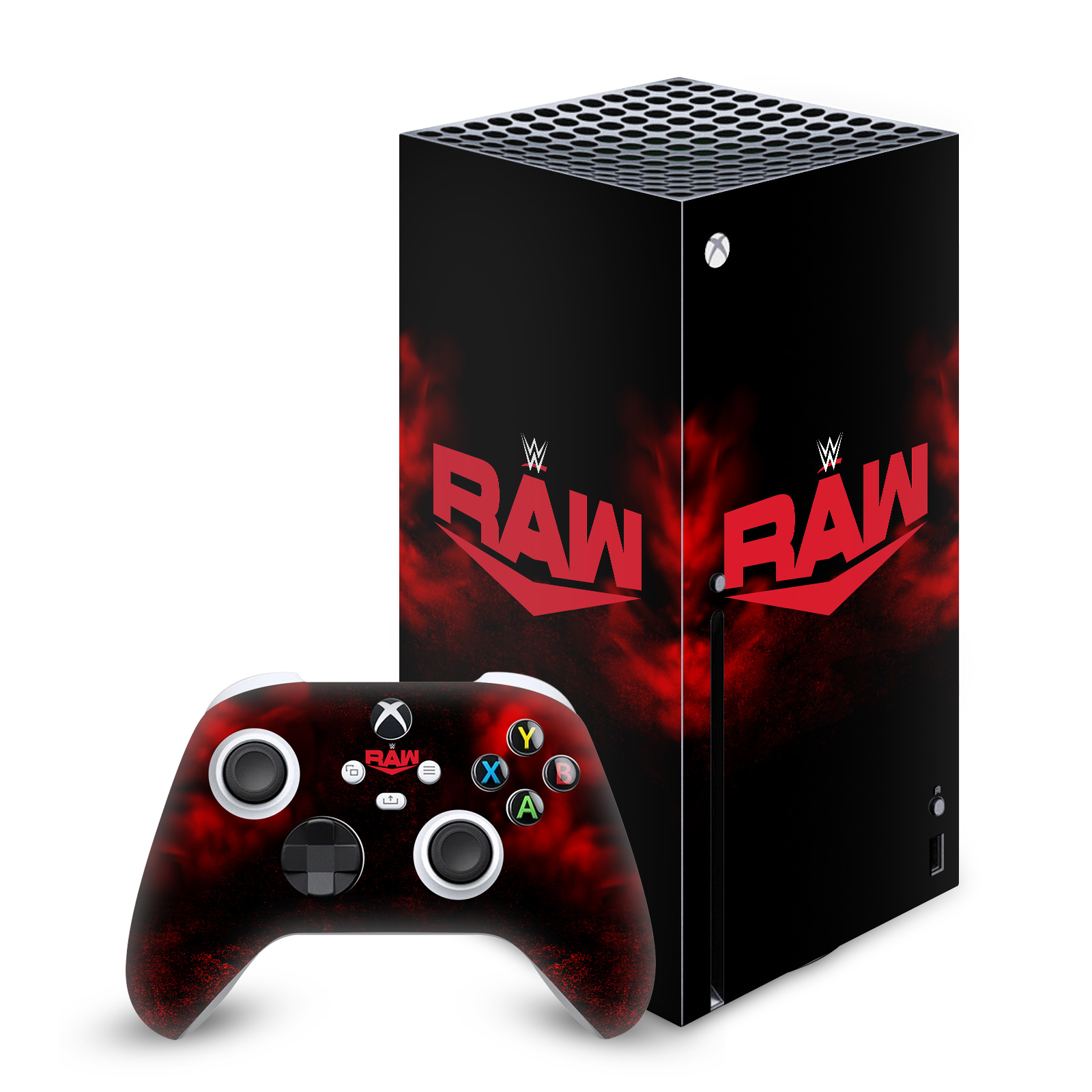 WWE TV PROGRAM LOGOS VINYL SKIN FOR XBOX SERIES X CONSOLE AND CONTROLLER BUNDLE