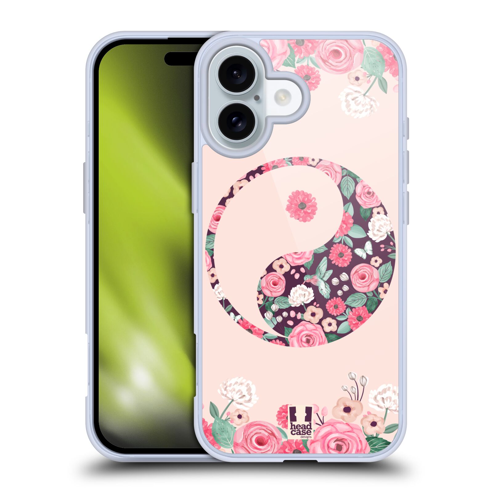 Silikonové lesklé pouzdro Apple iPhone 16 - Head Case - Yin a Yang Floral (Lesklý silikonový kryt, obal, pouzdro na mobilní telefon Apple iPhone 16 s motivem Yin a Yang Floral)