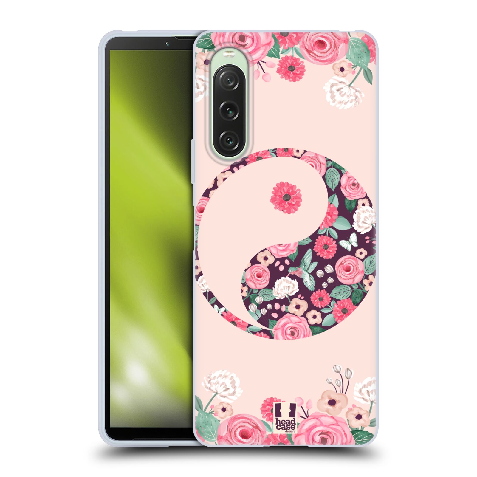 Silikonové pouzdro - Sony Xperia 10 V - Head Case - Yin a Yang Floral (Silikonový kryt, obal, pouzdro na mobilní telefon Sony Xperia 10 V s motivem Yin a Yang Floral)