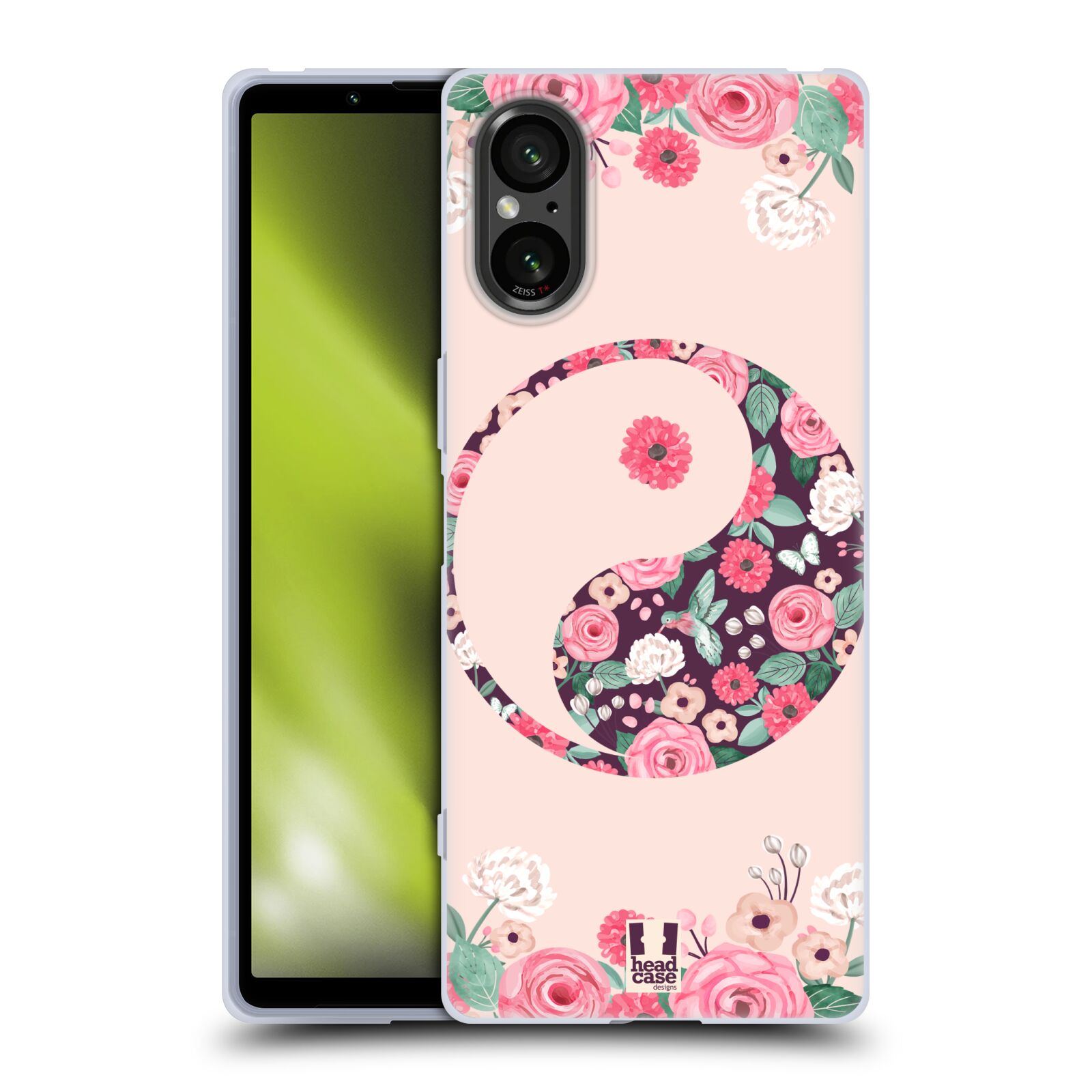 Silikonové pouzdro - Sony Xperia 5 V - Head Case - Yin a Yang Floral (Silikonový kryt, obal, pouzdro na mobilní telefon Sony Xperia 5 V s motivem Yin a Yang Floral)