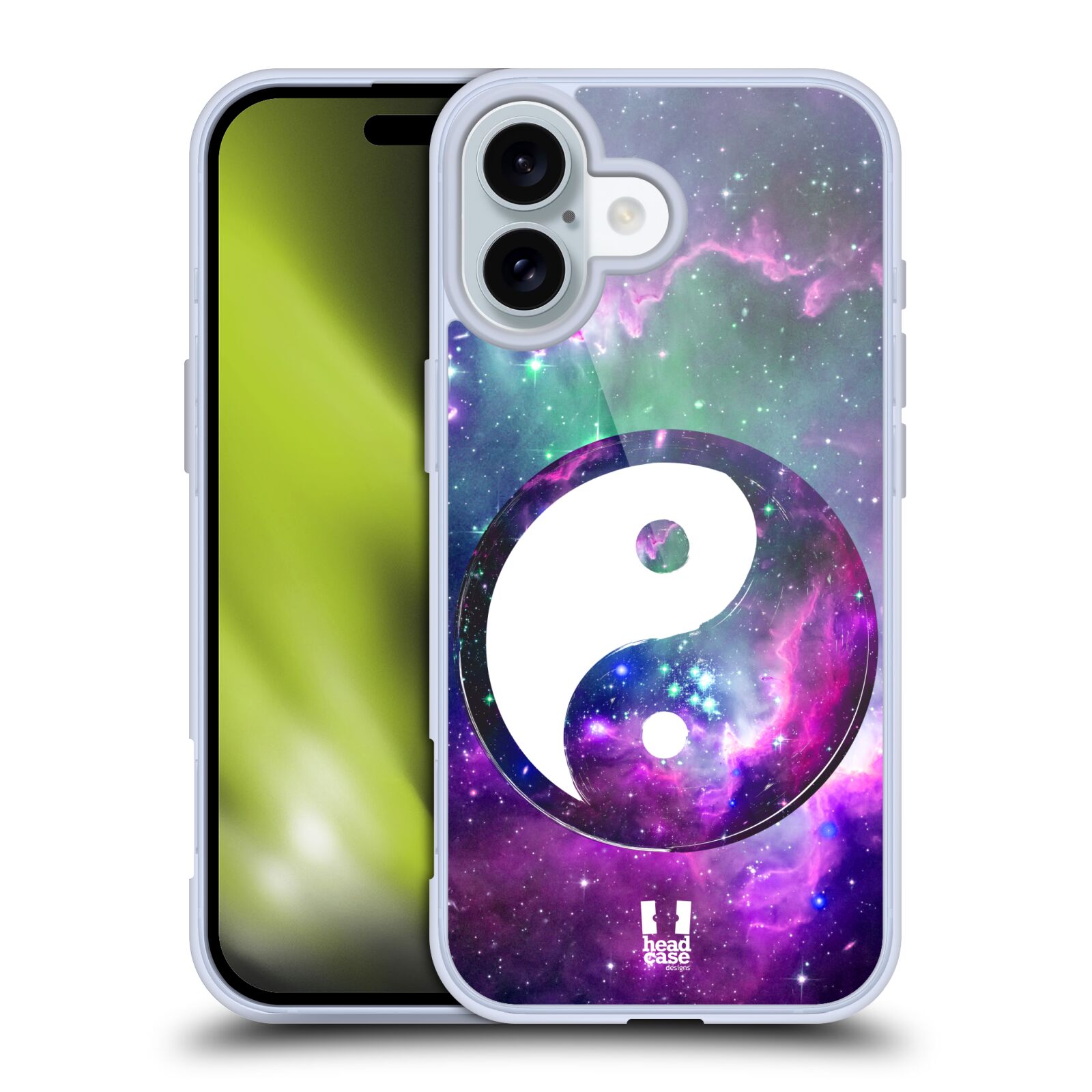 Silikonové lesklé pouzdro Apple iPhone 16 - Head Case - YIn a Yang PURPLE (Lesklý silikonový kryt, obal, pouzdro na mobilní telefon Apple iPhone 16 s motivem YIn a Yang PURPLE)