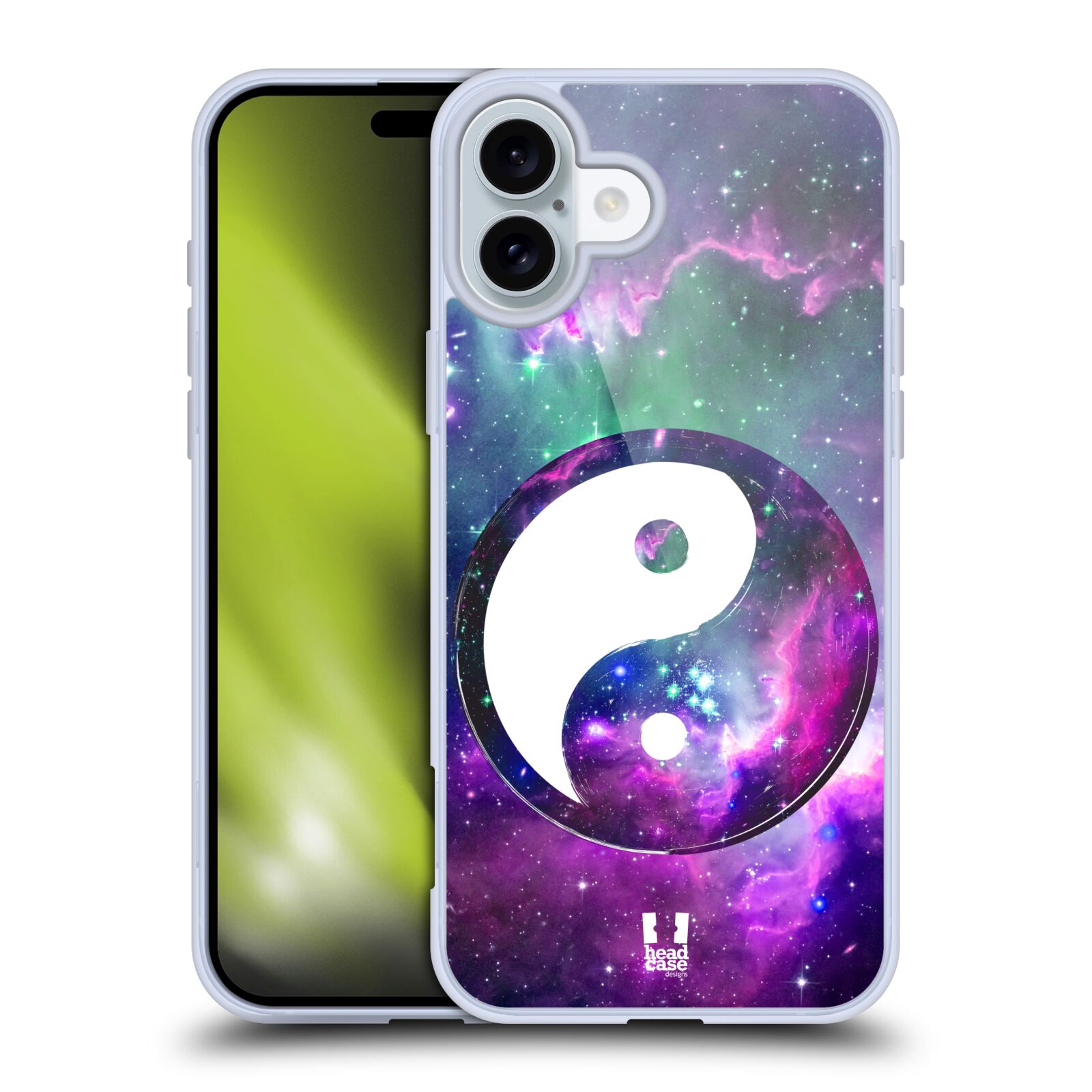 Silikonové lesklé pouzdro Apple iPhone 16 Plus - Head Case - YIn a Yang PURPLE (Lesklý silikonový kryt, obal, pouzdro na mobilní telefon Apple iPhone 16 Plus s motivem YIn a Yang PURPLE)