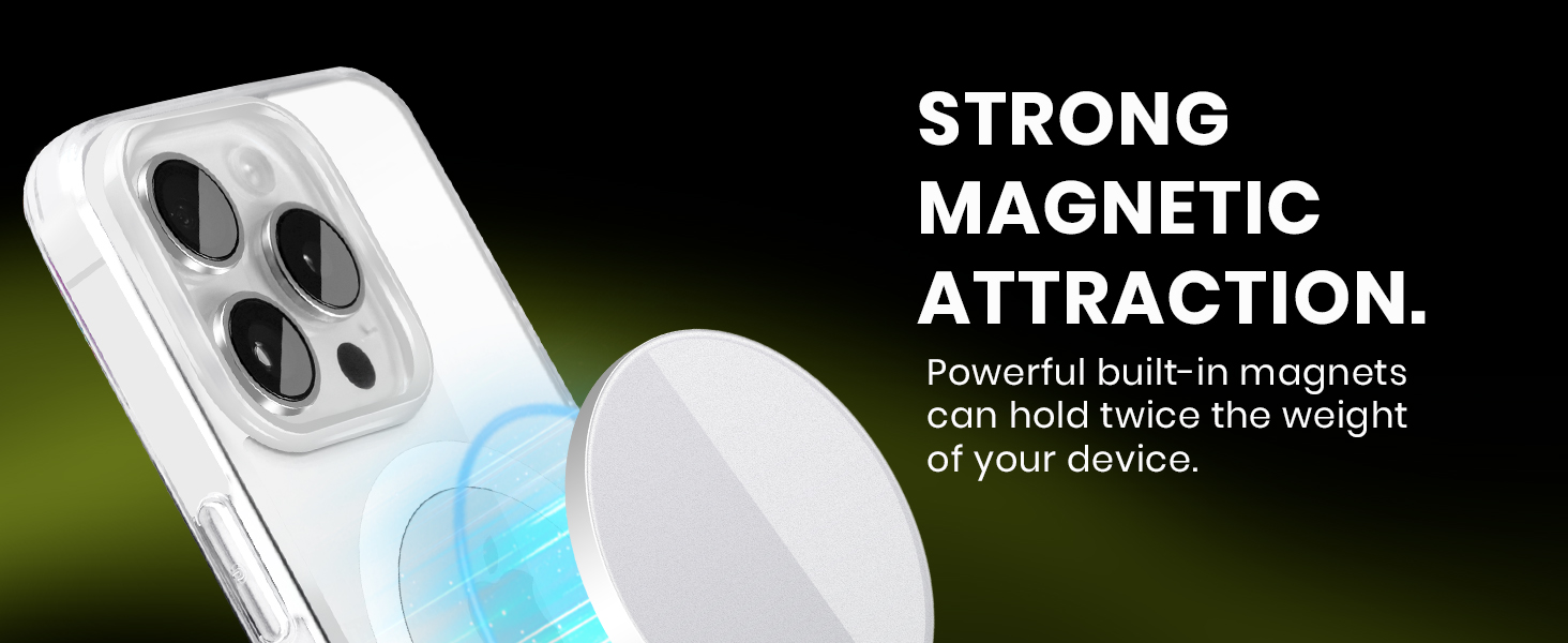 Strong magnetic attraction - powerful built-in magnets can hold twice the weight of your device