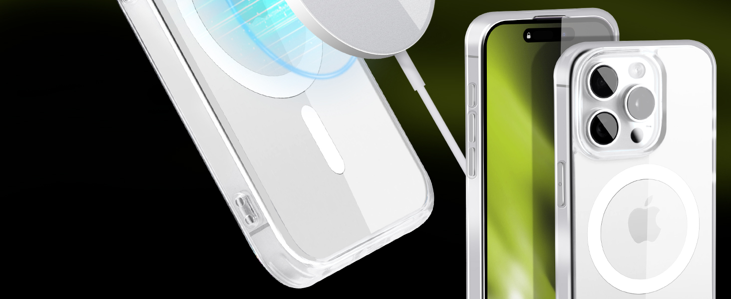 Clear case with built-in magnets and MagSafe charger