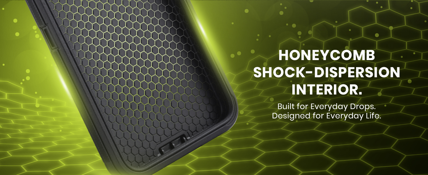 Honeycomb shock-dispersion interior - built for everyday drops, designed for everyday life